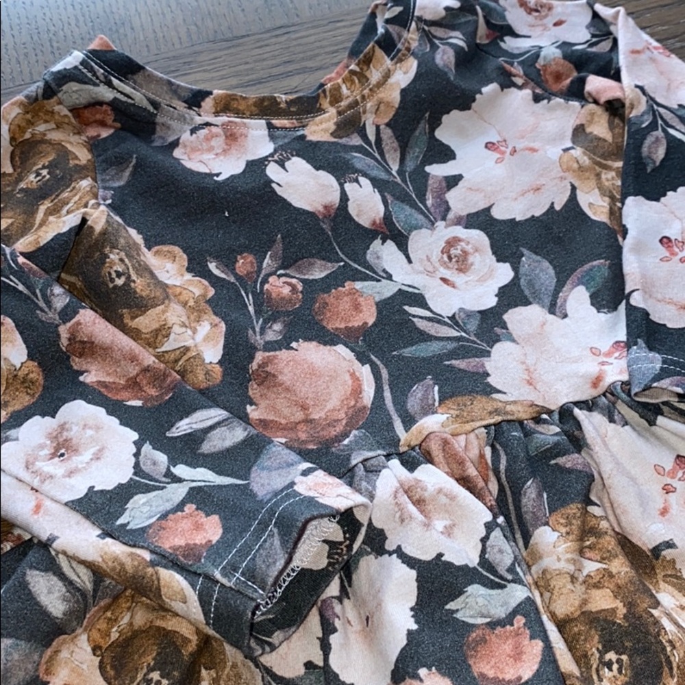Baby/Toddler Autumn Floral Drop Waist Peplum Top
